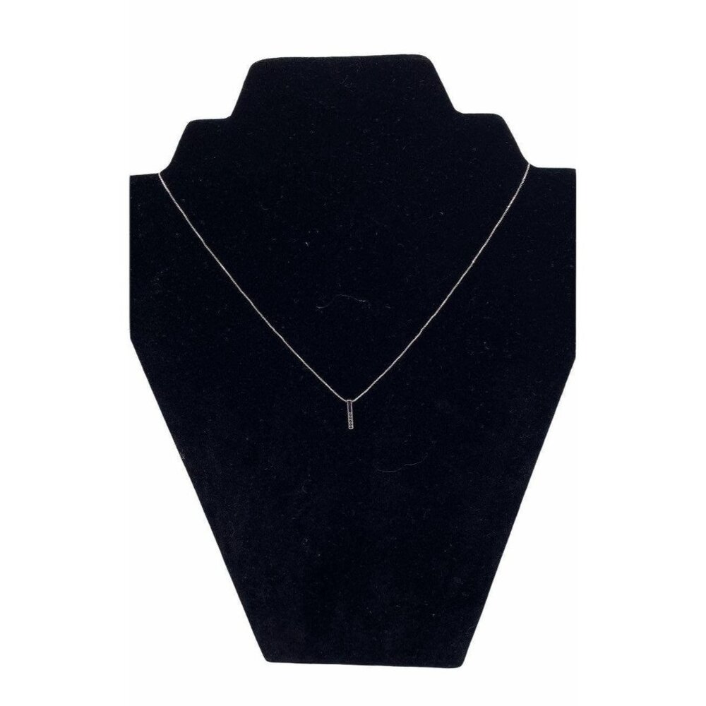 Penta Crystal Bar Charm Necklace Silver Tone‎ Adjustable Chain Women's Jewelry